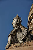 Elaborate figures carved in stucco decorate the ancient stupas, Kakku Buddhist Ruins. Shan State in Myanmar (Burma). 